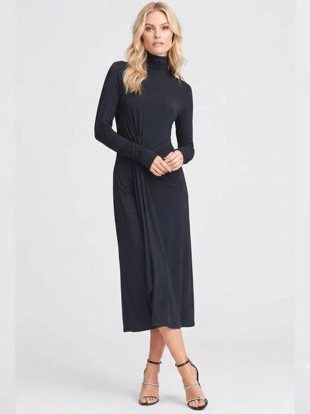 Rag & Bone Draped Shaw Jersey Long Sleeve Midi Dress Black Size XS NWOT